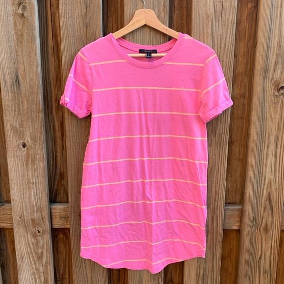 Forever 21 Pink Striped Shirt Dress - Picture 2 of 6